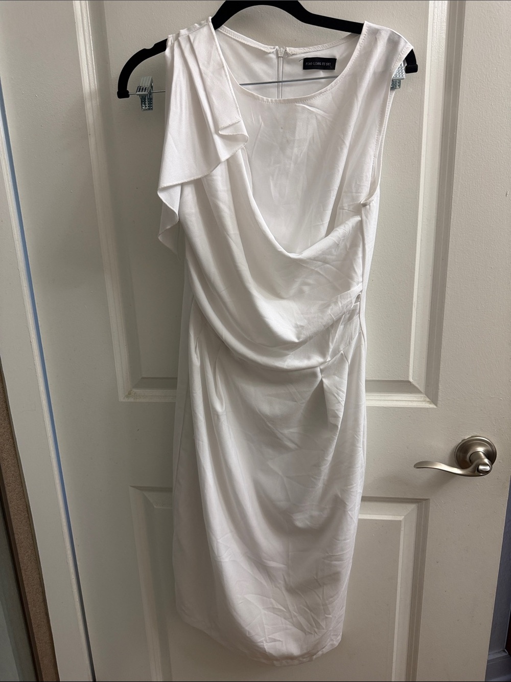 Ann Taylor White Draped Sleeveless Midi Dress